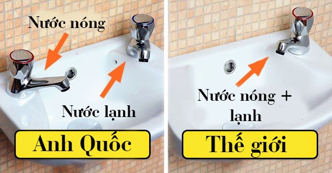 Anh Quốc là nơi duy nhất có 02 vòi nước trên cùng một bồn rửa. Lý do là...
