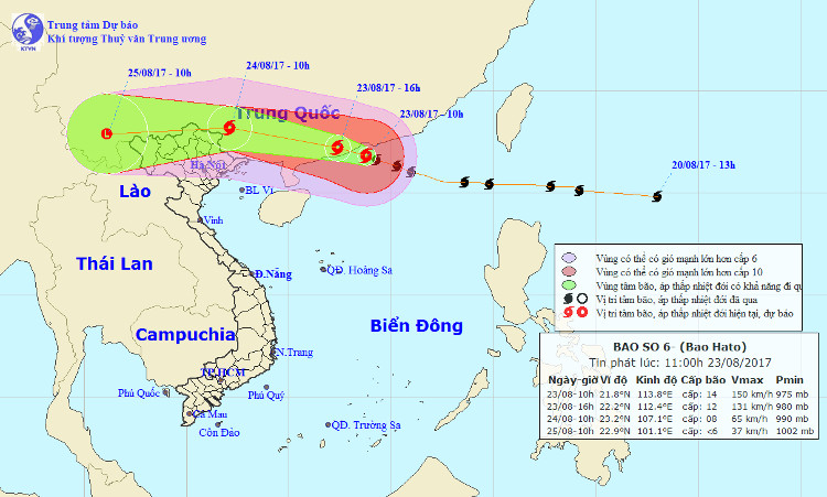 Bão số 6 áp sát biên giới Việt-Trung, miền Bắc sắp mưa rất to