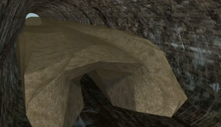 Hình mô phỏng núi mỡ dưới cống ngầm.