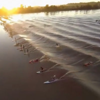 Video: Sóng triều ào ạt xô ngã người ở cửa sông