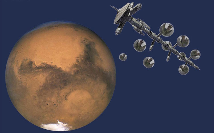 Khối cầu này được một chiếc tàu vũ trụ chuyên chở từ Trái đất đến sao Hỏa.