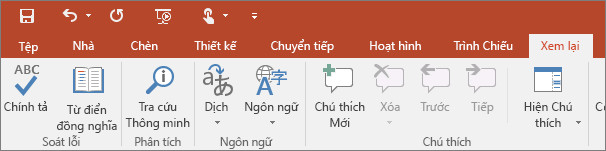 Các thanh công cụ của PowerPoint