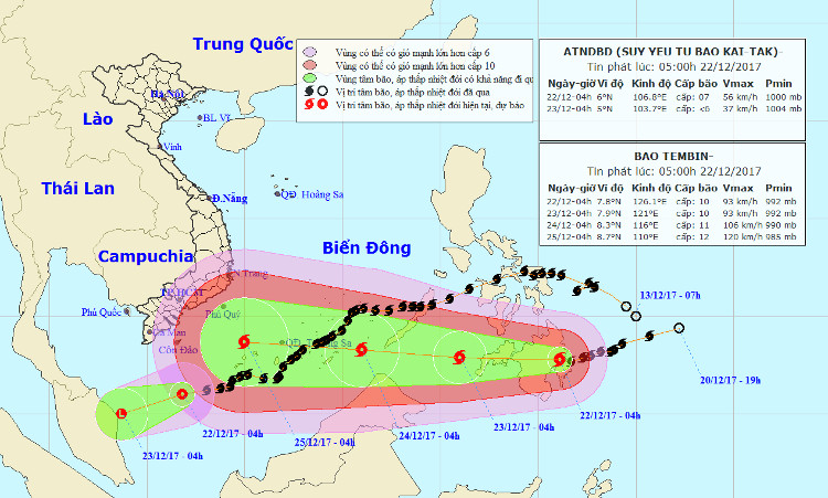 Bão Tembin giật cấp 13, miền Bắc ấm lên