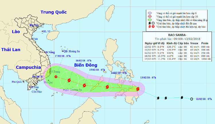 Bão Sanba đổ bộ Philippines, khả năng suy yếu trên biển Đông