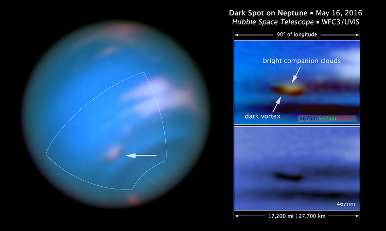 Bão khổng lồ trên sao Hải vương lọt tầm ngắm của Hubble