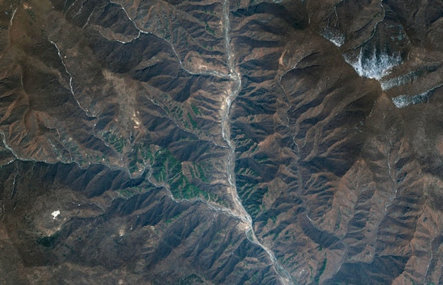Bãi thử hạt nhân Punggye-ri trong ảnh chụp từ vệ tinh.