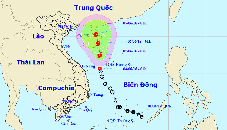 Áp thấp nhiệt đới chuyển hướng, di chuyển lên phía Bắc