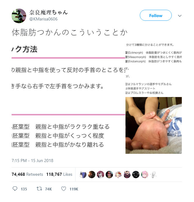 Thử nghiệm đơn giản với cổ tay cho biết bạn có thể làm người mẫu, hay võ sĩ sumo
