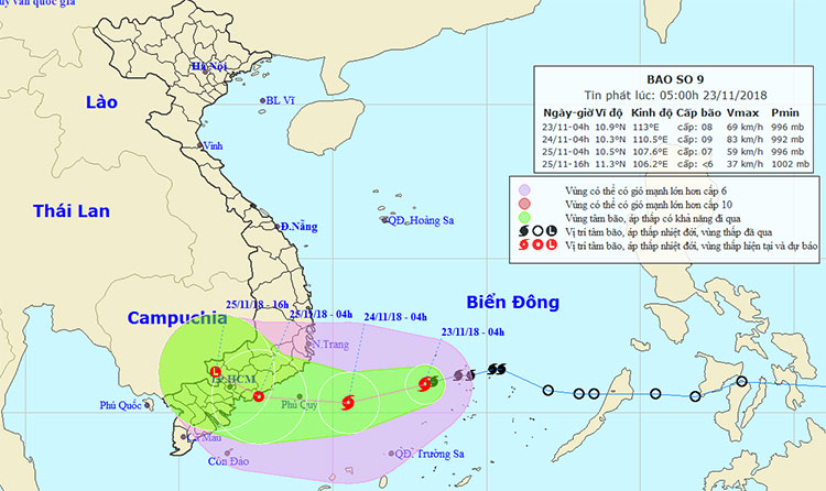Cơn bão số 9-Usagi mạnh dần lên, gió giật lên tới cấp 12