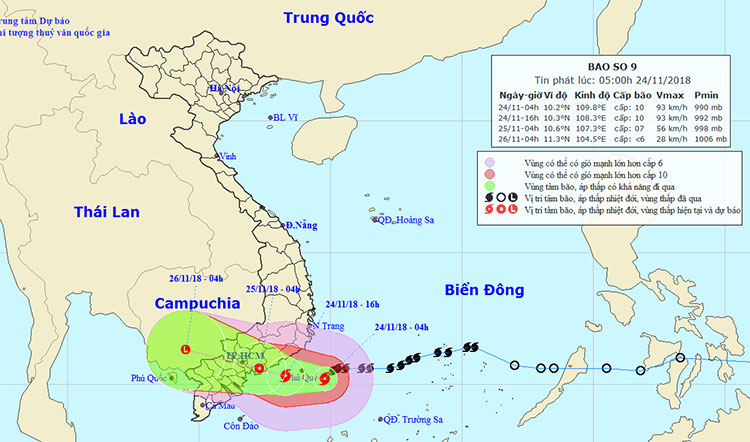 Bão số 9 giật cấp 12 cách đảo Phú Quý 100km, vùng ảnh hưởng mưa rất to