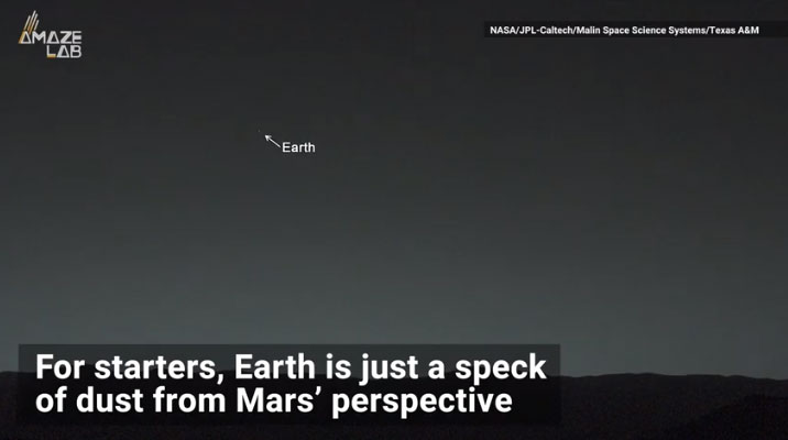 Nhìn từ sao Hỏa, Trái đất chỉ như một hạt bụi nhỏ