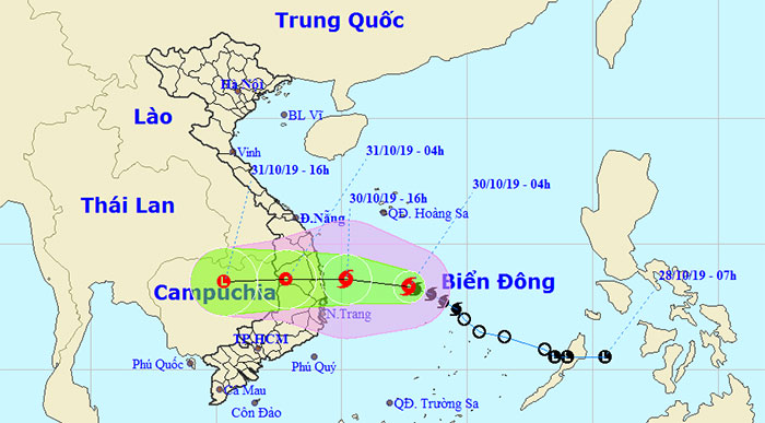 Áp thấp nhiệt đới mạnh lên thành bão số 5, hướng vào Bình Định - Phú Yên