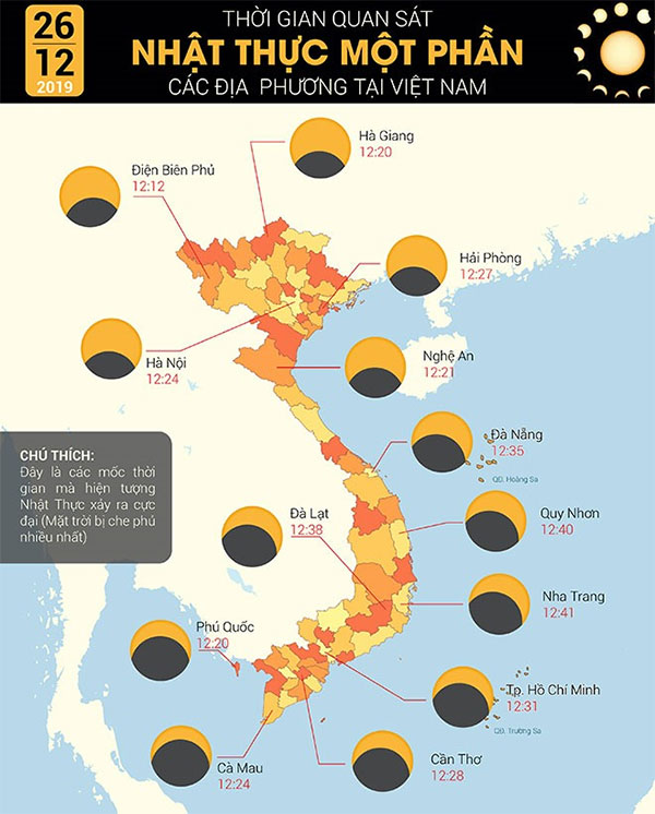 Ngày 26/12 - Việt Nam đón chờ hiện tượng nhật thực một phần kéo dài hơn 3 tiếng
