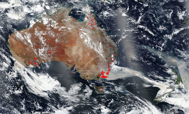 Cháy rừng tại Australia nhìn từ không gian