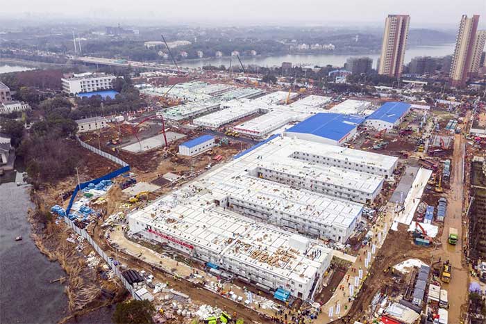 Bên trong bệnh viện Hỏa Thần Sơn xây dựng thần tốc ở tâm dịch Vũ Hán