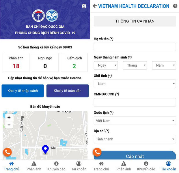 Ra mắt ứng dụng khai báo y tế toàn dân, tích hợp tính năng phản ánh các trường hợp nghi nhiễm Covid-19