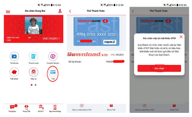 Hướng dẫn đổi mật khẩu thẻ ATM Techcombank online