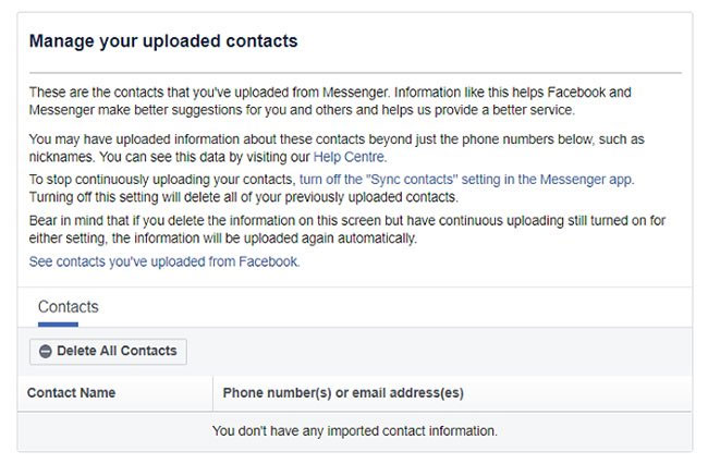 Hướng dẫn upload và xóa danh bạ điện thoại trên Facebook