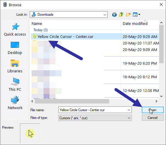Cách tạo hình tròn màu vàng bao quanh con trỏ chuột trên Windows