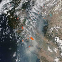 Cháy rừng ở California nhìn từ vũ trụ