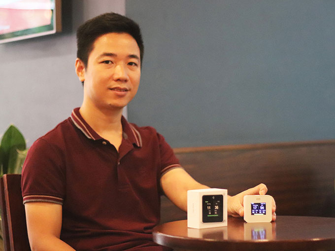 Thiết bị cảnh báo ô nhiễm không khí nhỏ như bao diêm