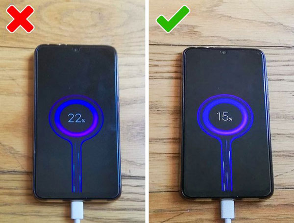 Cắm sạc điện thoại khi còn trên 20% pin