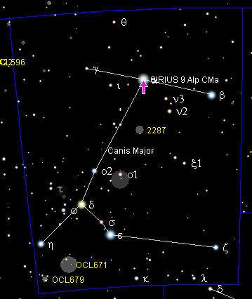 Ảnh mô phỏng Sirius A và B dùng chương trình Celestia