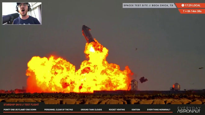 Elon Musk tiết lộ lý do tên lửa SN10 của SpaceX phát nổ