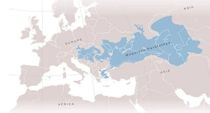 Biển Paratethys trên bản đồ.