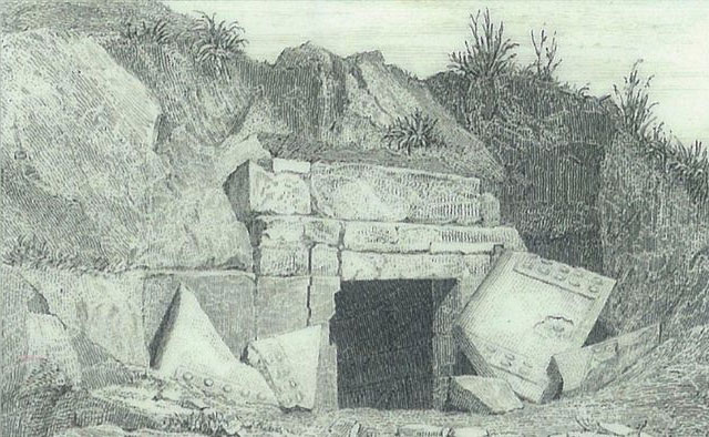 Bản phác thảo vị trí lăng mộ của mẹ Alexander Đại đế.