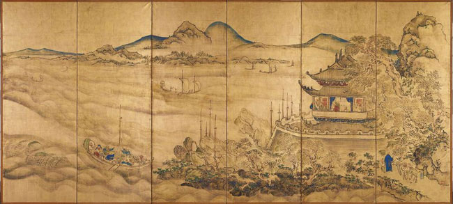 Hồ Động Đình. Tranh của Ike no Taiga vẽ những năm 1750, bảo tàng quốc gia Tokyo.