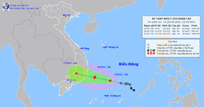 Áp thấp nhiệt đới đang mạnh lên thành bão, hướng thẳng vào khu vực Khánh Hòa-Ninh Thuận