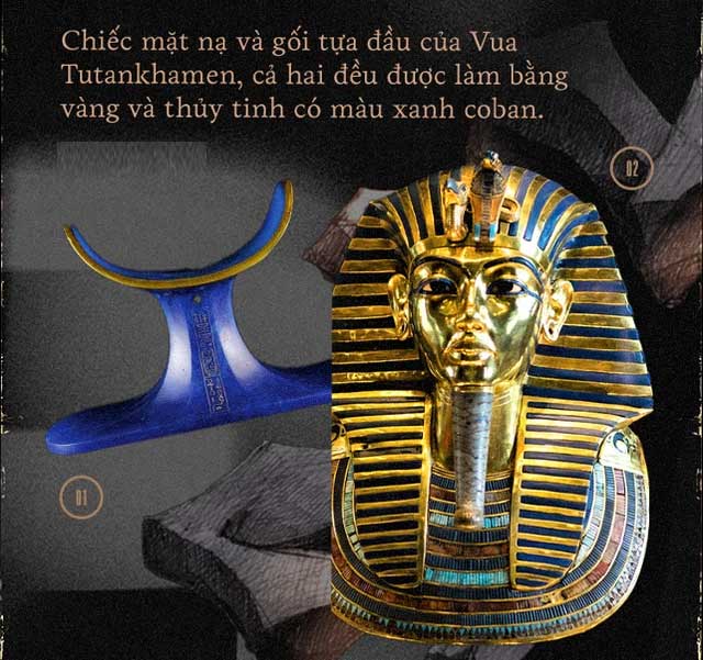 Mặt nạ của vua Tutankhamun được làm từ vàng và thủy tinh