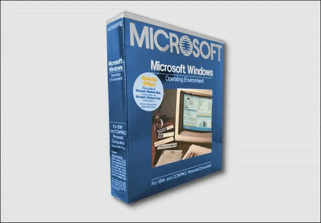  Vỏ hộp đựng một chiếc đĩa chứa hệ điều hành Windows 1.01, phát hành vào năm 1985. 