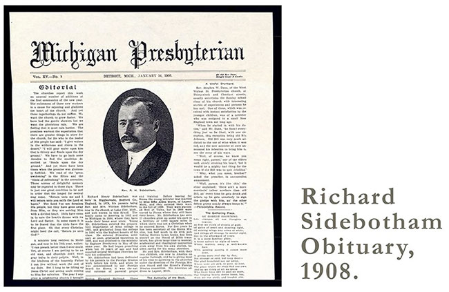 Bản cáo phó của Richard Sidebotham năm 1908.
