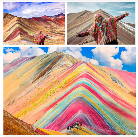 Ngọn núi Vinicunca với nhiều dải màu đan xen nhau tạo nên khung cảnh tuyệt diệu