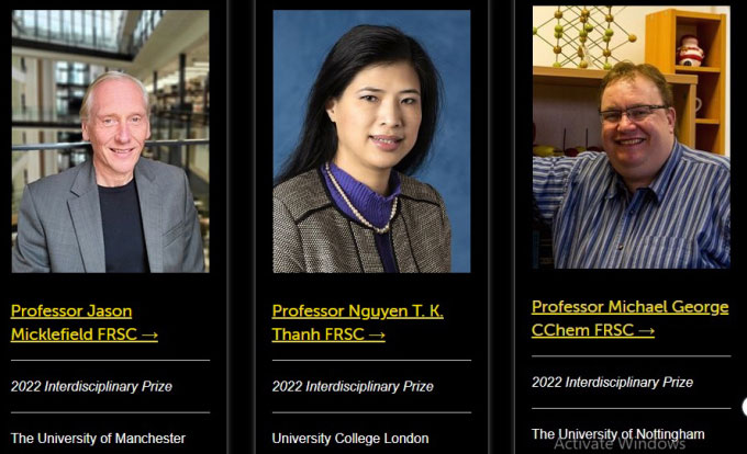  Ba nhà khoa học nhận giải Interdisciplinary Prize 2022. 