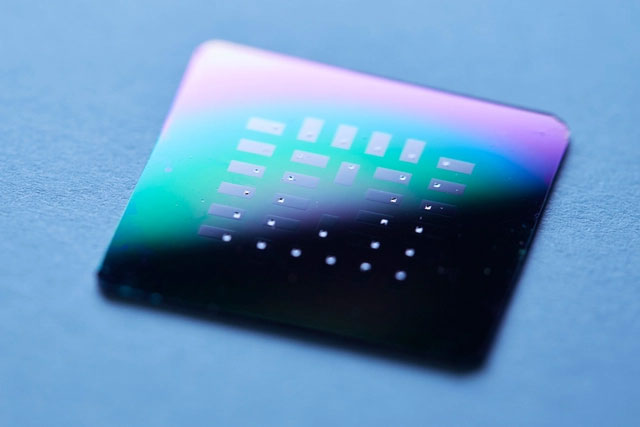 Chip silicon với 30 cell năng lượng glucose - là những khoang nhỏ nằm bên trong con chip.