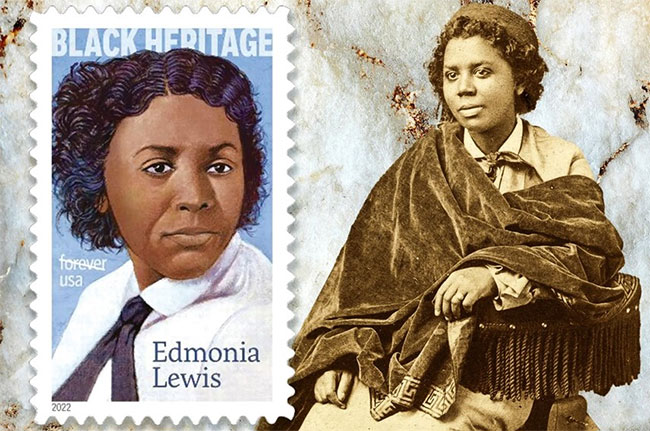  Hình ảnh nhà điêu khắc Edmonia Lewis trên tem thư. 