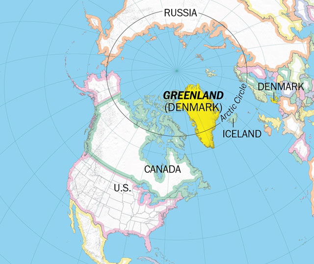  Điểm cực bắc của Bắc Mỹ là ở Greenland, thuộc Đan Mạch. 