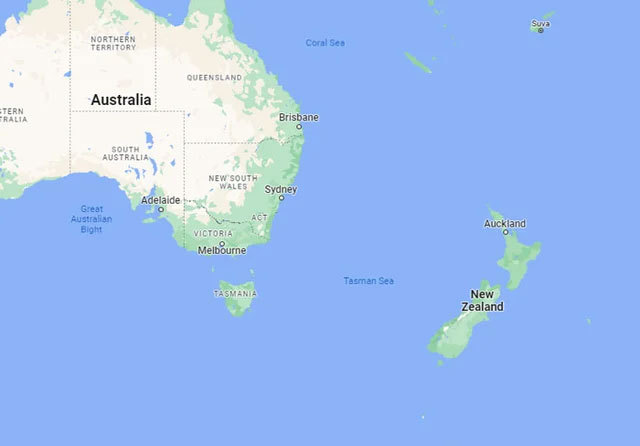  Khoảng cách giữa New Zealand và Australia gần bằng khoảng cách giữa Hà Lan và Libya. 
