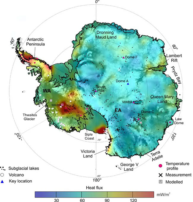 Bản đồ có độ phân giải cao nhất về địa nhiệt bên dưới lớp băng ở Nam Cực.