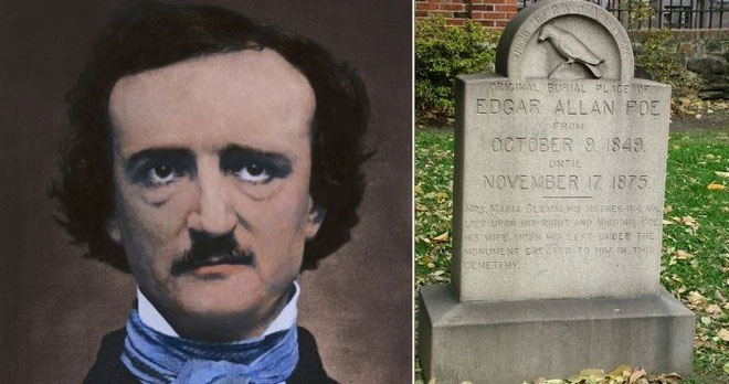  Edgar Allan Poe, một nhà văn người Mỹ, qua đời vào ngày 7 tháng 10 năm 1849 