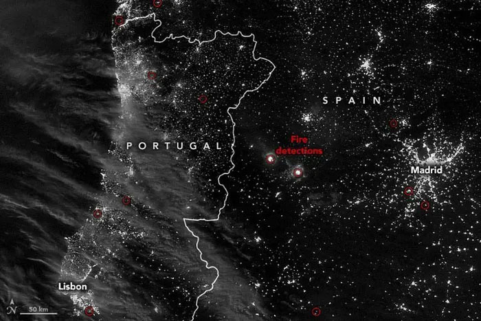  Cháy rừng xuất hiện ở Tây Ban Nha và Bồ Đào Nha. 