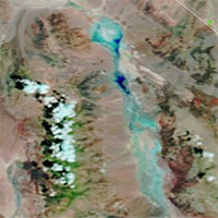 Trận lũ lụt "1.000 năm" có một tại Thung lũng Chết nhìn từ vũ trụ