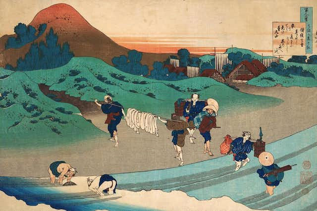 Tranh vẽ cảnh sinh hoạt, giặt quần áo thời Edo.