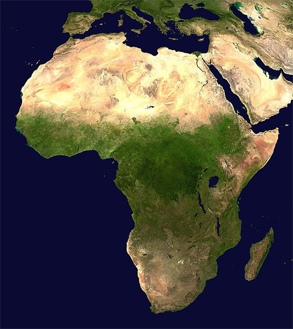 Hình ảnh của châu Phi chụp từ vệ tinh.