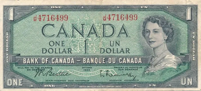 1 đôla Canada, phát hành lần đầu năm 1954