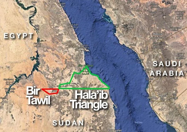 Bir Tawil nằm trên biên giới giữa Ai Cập và Sudan.
