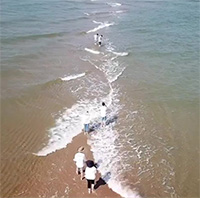 Độc đáo bãi cát hình xương cá xuất hiện 2 tiếng khi thủy triều xuống ở Trung Quốc